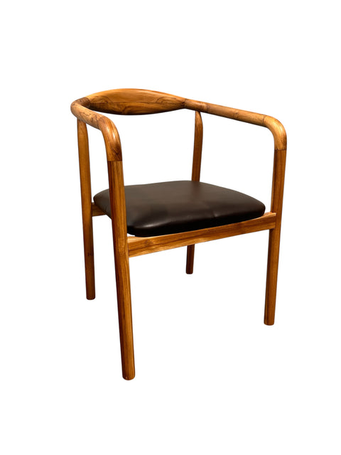 Teak Stoel “Kyoto” – Naturel & Donker Teak met PU Zitting