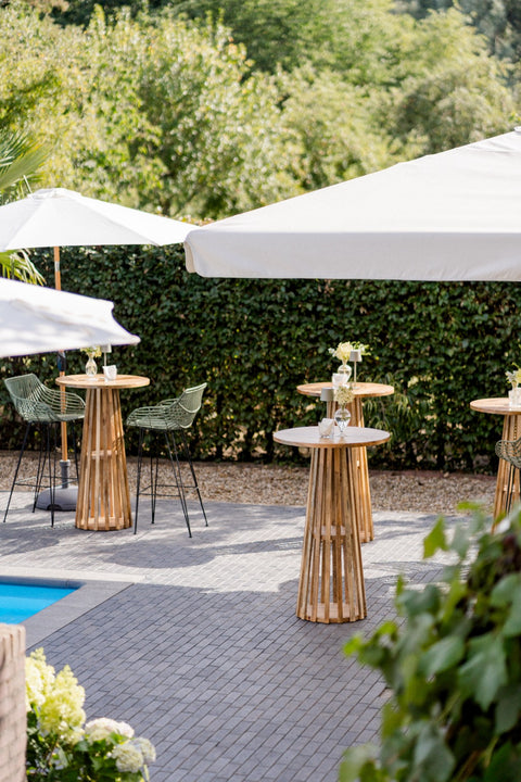 Ronde Japandi Bartafel Mango Hout Ø70 cm – Afneembaar Blad – Onderhoudsvriendelijk