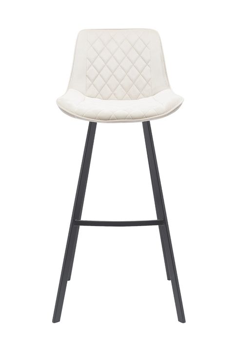 Aanbieding comfortabel barkruk 65cm per 2 stuks ivoor wit velours. uit voorraad leverbaar - Gratis verzenden 