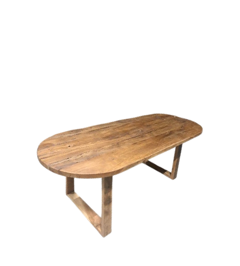 Ovale eettafel Mango met houten U onderstel