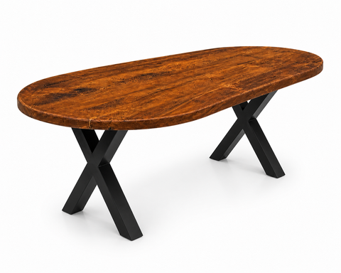 Ovale eettafel Mango met houten U onderstel