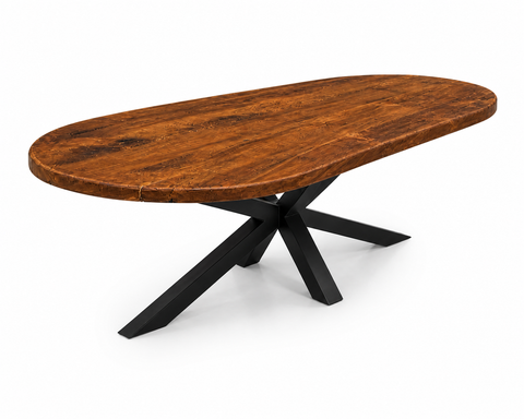 Ovale eettafel Mango met houten U onderstel