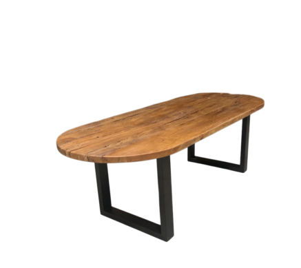 Ovale eettafel Mango met houten U onderstel