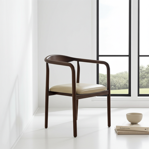 Teak Stoel “Kyoto” – Naturel & Donker Teak met PU Zitting