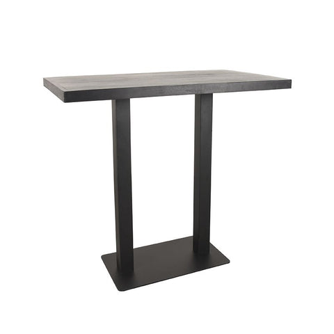 Bartisch 120x70x108 cm mit schwarzer Mango-Tischplatte.
