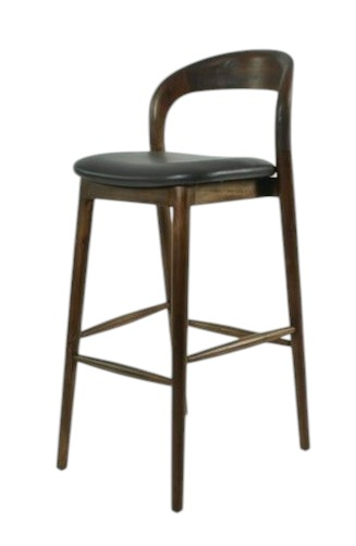 Productnaam: Teak Barkruk “Kyoto” – 80 cm Zithoogte met Zwarte PU Zitting