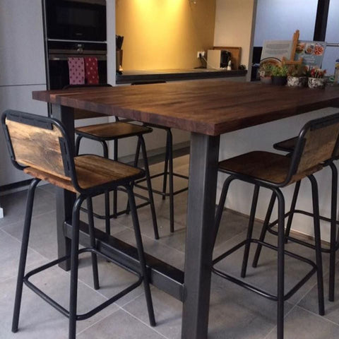 Metalen industriële barkruk Wood stoer/ met kleine beschadiging/ OPRUIMING OP=OP