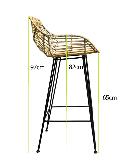 Rotan barkruk met arm- Wood -naturel