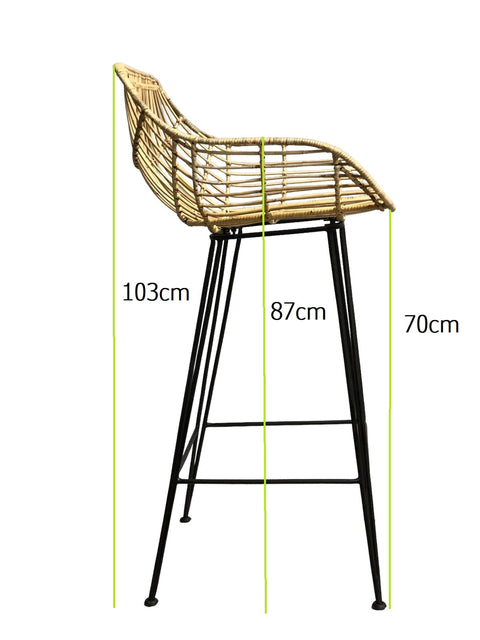 Rotan barkruk met arm- Wood -naturel