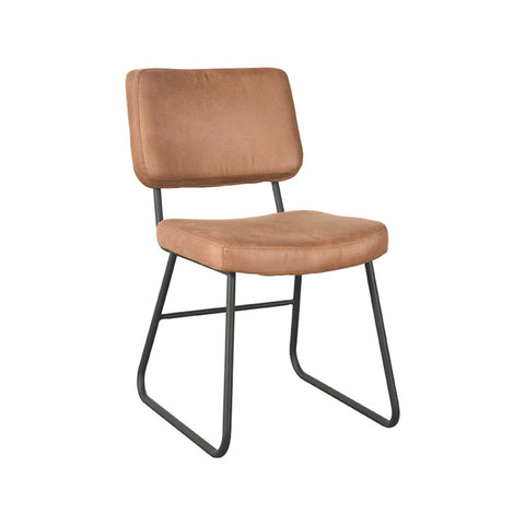 LABEL51 - Eetkamerstoel Noah 47x61x85 cm - Cognac Micro Suede | Zwart Metaal