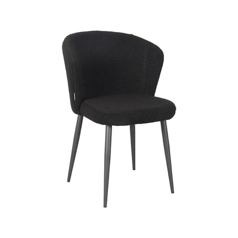 LABEL51 - Eetkamerstoel Whirl 58x60x85 cm - Zwart Teddy | Zwart Metaal