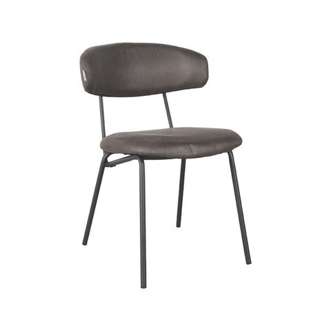 LABEL51 - Eetkamerstoel Zack 53x59x79 cm - Antraciet Micro Suede | Zwart Metaal