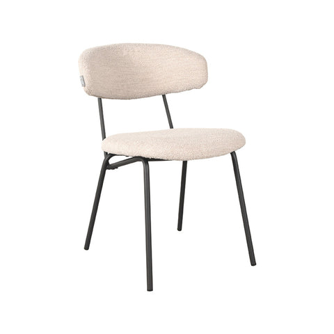 LABEL51 - Eetkamerstoel Zack 53x59x79 cm - Naturel Bouclé | Zwart Metaal