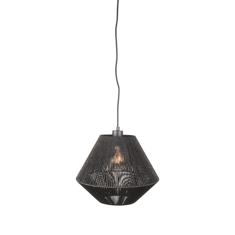 LABEL51 - Hanglamp Ibiza Diamond 1-Lichts 25x25x150 cm - Zwart Jute | Zwart Metaal
