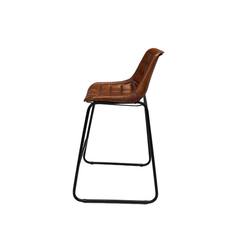 Metal industrial bar stool Raw Cognac with blocks