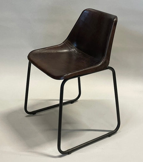 Industriële Bistro stoel leer - Donker bruin - Ruw