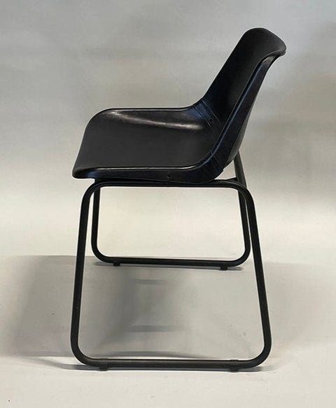 Industriële Bistro stoel leer - Zwart 