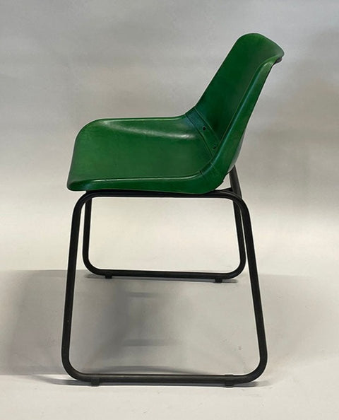 Industriële Bistro stoel leer - Groen
