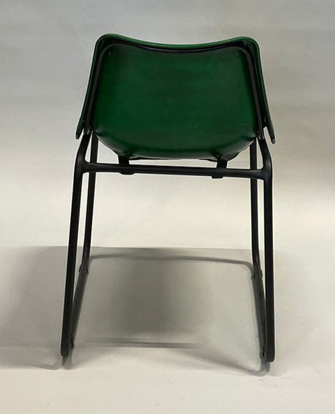 Industriële Bistro stoel leer - Groen - Ruw