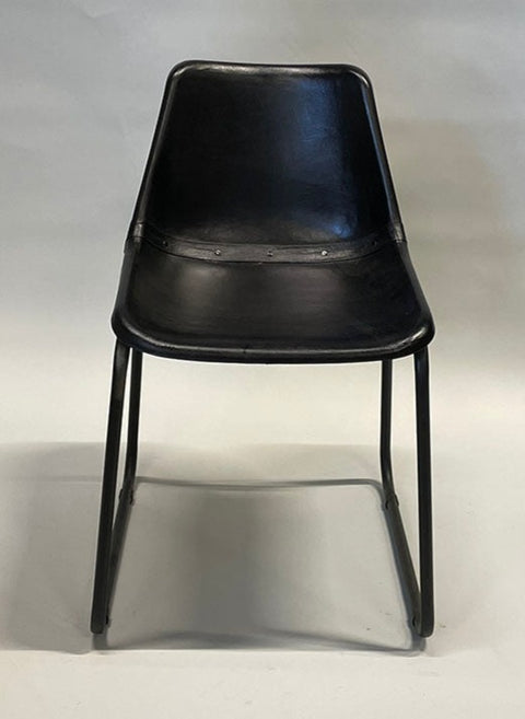 Bistro stoel leer - Zwart - Ruw