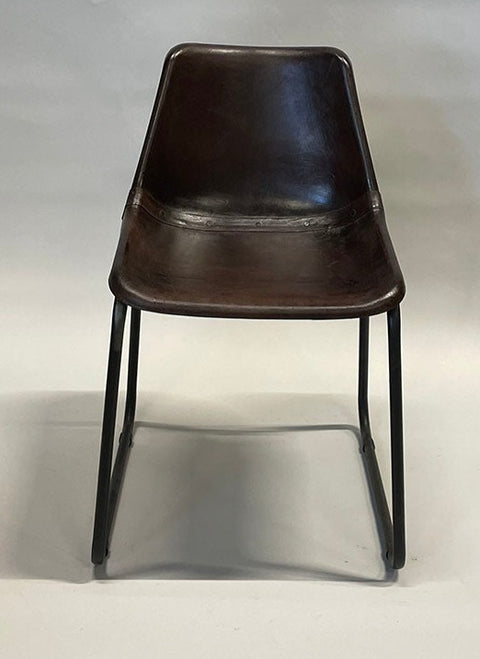 Industriële Bistro stoel leer - Donker bruin