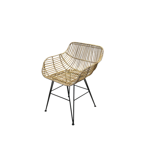 Rotan stoel met arm - Naturel - Wood