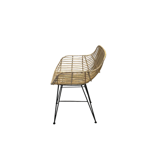 Rotan stoel met arm - Naturel - Wood