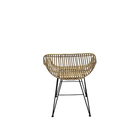 Rotan stoel met arm - Naturel - Wood