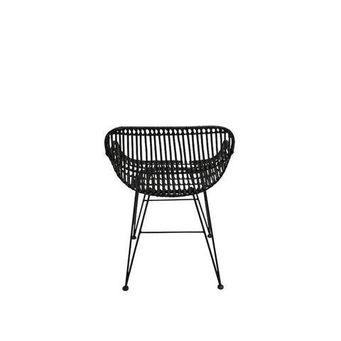 Chaise en rotin avec bras - Noir - Bois