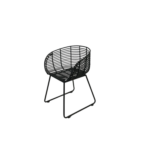 Rattan chair with arm - Black - Wood - Pure