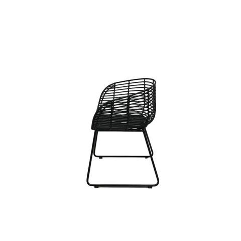 Rattan chair with arm - Black - Wood - Pure