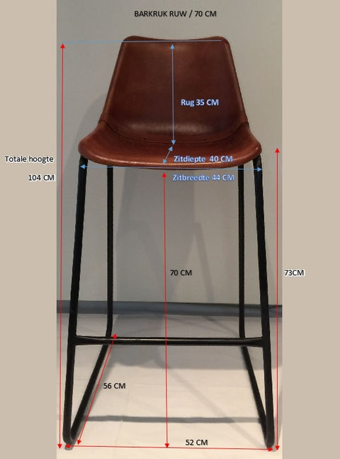 Industriële barkruk Cognac Ruw - leer- MeubelAsia