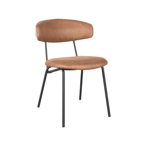 LABEL51 - Eetkamerstoel Zack 53x59x79 cm - Cognac Micro Suede | Zwart Metaal