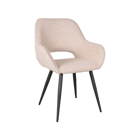 LABEL51 - Eetkamerstoel Fer 58x57x87 cm - Naturel Boucle | Zwart Metaal